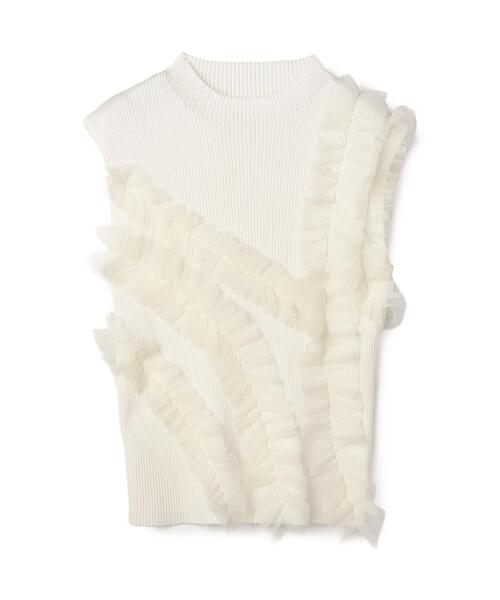 NATURAL BEAUTY BASIC(ナチュラルビューティーベーシック)の「フリルチュールデザインニット(ニット/セーター・レディース・ブラウン/オフホワイト/グレー・フリ-)」の7枚目の写真