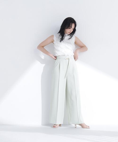 NATURAL BEAUTY BASIC(ナチュラルビューティーベーシック)の「フリルチュールデザインニット(ニット/セーター・レディース・ブラウン/オフホワイト/グレー・フリ-)」の8枚目の写真