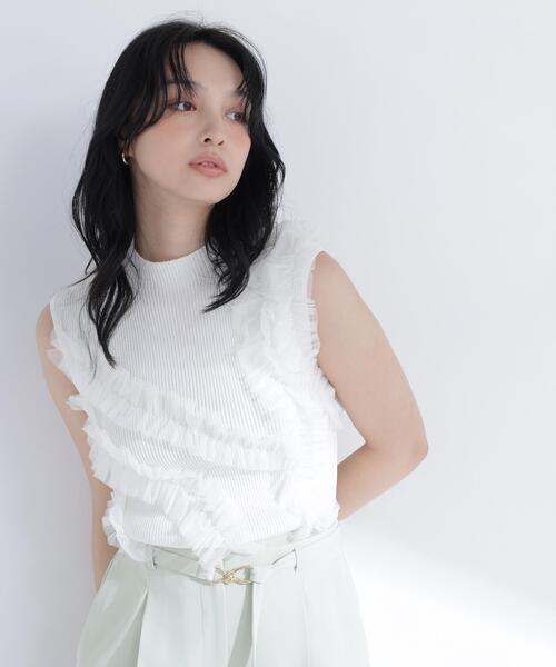 NATURAL BEAUTY BASIC(ナチュラルビューティーベーシック)の「フリルチュールデザインニット(ニット/セーター・レディース・ブラウン/オフホワイト/グレー・フリ-)」の13枚目の写真