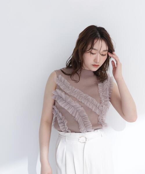 NATURAL BEAUTY BASIC(ナチュラルビューティーベーシック)の「フリルチュールデザインニット(ニット/セーター・レディース・ブラウン/オフホワイト/グレー・フリ-)」の21枚目の写真