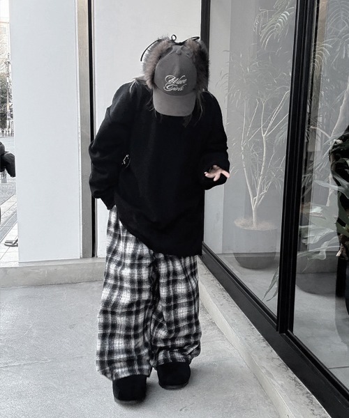 YACA(ヤーカ)の「Check Easy Wide Pants/チェックイージーワイドパンツ(デニムパンツ・レディース・ブラック/ブラウン・FREE)」の20枚目の写真