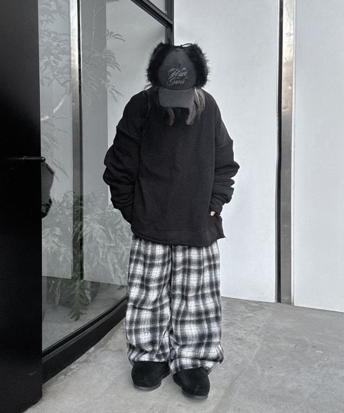 YACA(ヤーカ)の「Check Easy Wide Pants/チェックイージーワイドパンツ(デニムパンツ・レディース・ブラック/ブラウン・FREE)」の21枚目の写真