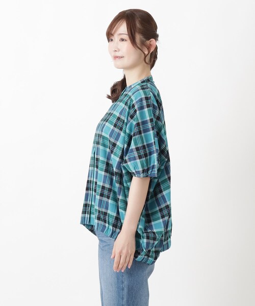 one'sterrace(ワンズテラス)の「ドルマンスリーブ ワイドチェックシャツ(シャツ/ブラウス・レディース・ブルー系その他7/ピンク系9・02)」の13枚目の写真