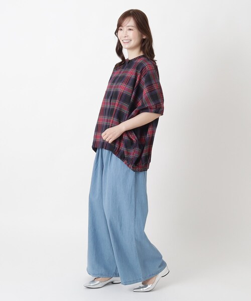 one'sterrace(ワンズテラス)の「ドルマンスリーブ ワイドチェックシャツ(シャツ/ブラウス・レディース・ブルー系その他7/ピンク系9・02)」の5枚目の写真