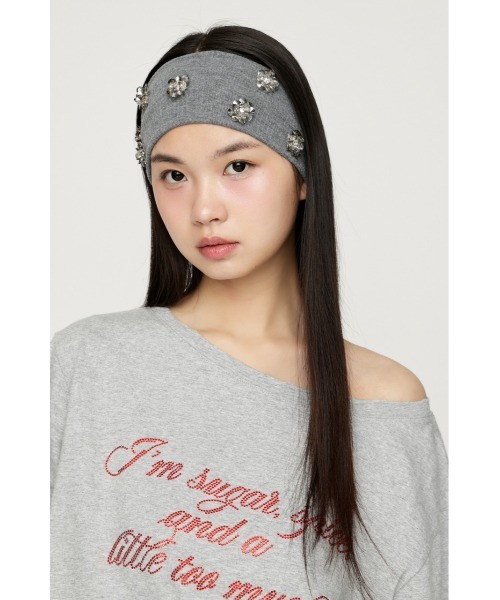 SLY(スライ)の「FLOWER SPARKLY HAIR BAND フラワースパークリーヘアバンド(ヘアバンド・レディース・杢グレー/ブラック・FREE)」の8枚目の写真