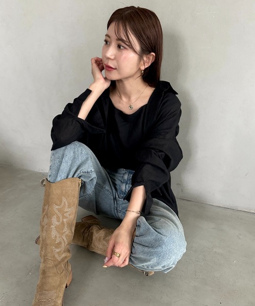 MYMOOD.(マイムード)の「【ナチュラル × 軽やか】シャツ、タンクトップ2点セット晩夏向け冷房・日焼け防止におすすめ(シャツ/ブラウス・レディース・ホワイト/ブラック/ベージュ/ブルー・FREE)」の20枚目の写真