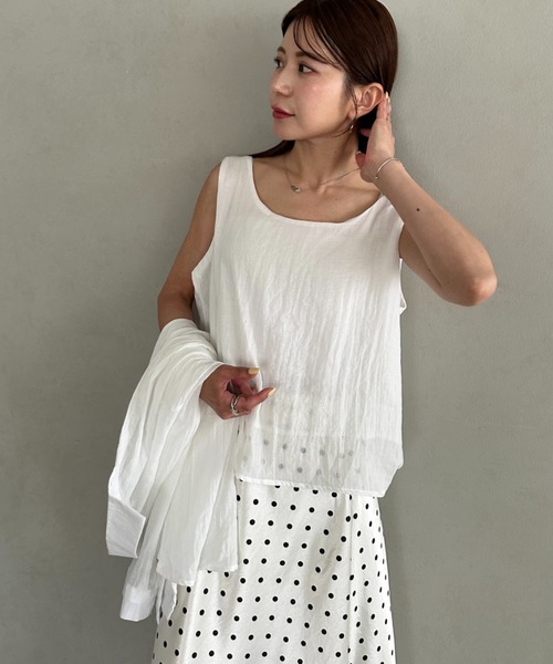 MYMOOD.(マイムード)の「【ナチュラル × 軽やか】シャツ、タンクトップ2点セット晩夏向け冷房・日焼け防止におすすめ(シャツ/ブラウス・レディース・ホワイト/ブラック/ベージュ/ブルー・FREE)」の13枚目の写真
