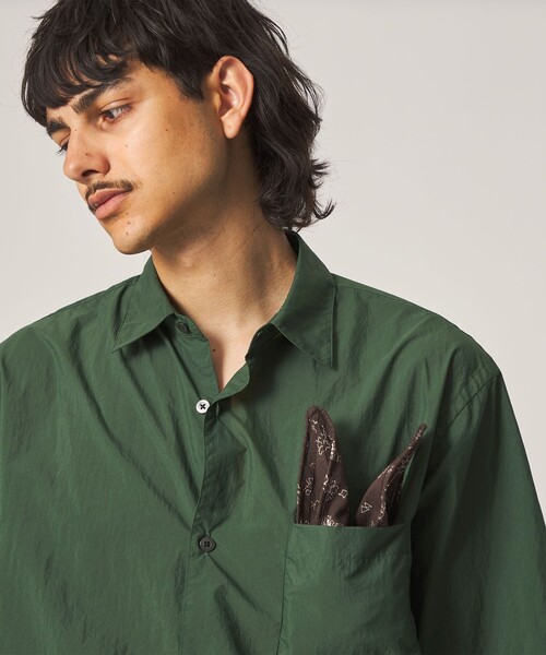 Steven Alan＞ エアリーナイロン レギュラーカラー ショートスリーブ