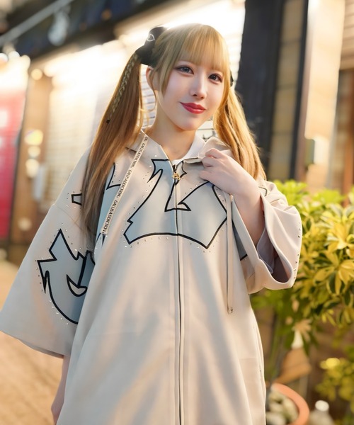 GALFY(ガルフィー)の「【別注】GA×GALFY-スウェードキラキラ半袖SETUP(セットアップ・メンズ・ブラック/アイボリー・L/XL)」の3枚目の写真