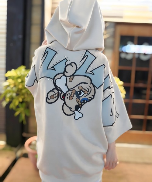 GALFY(ガルフィー)の「【別注】GA×GALFY-スウェードキラキラ半袖SETUP(セットアップ・メンズ・ブラック/アイボリー・L/XL)」の6枚目の写真