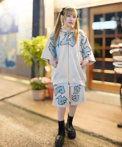 GALFY(ガルフィー)の「【別注】GA×GALFY-スウェードキラキラ半袖SETUP(セットアップ・メンズ・ブラック/アイボリー・L/XL)」の12枚目の写真