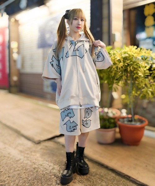 GALFY(ガルフィー)の「【別注】GA×GALFY-スウェードキラキラ半袖SETUP(セットアップ・メンズ・ブラック/アイボリー・L/XL)」の13枚目の写真