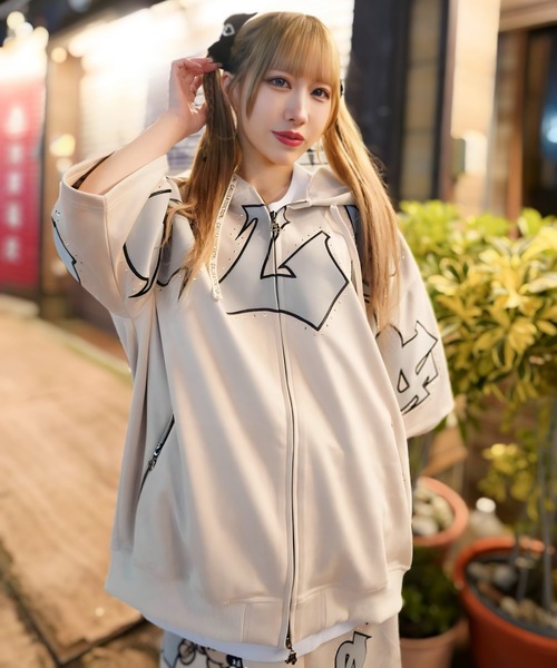 GALFY(ガルフィー)の「【別注】GA×GALFY-スウェードキラキラ半袖SETUP(セットアップ・メンズ・ブラック/アイボリー・L/XL)」の5枚目の写真