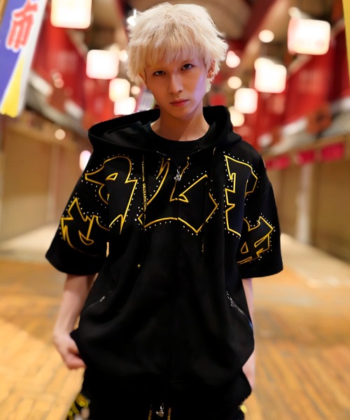 GALFY(ガルフィー)の「【別注】GA×GALFY-スウェードキラキラ半袖SETUP(セットアップ・メンズ・ブラック/アイボリー・L/XL)」の18枚目の写真