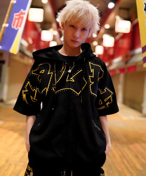 GALFY(ガルフィー)の「【別注】GA×GALFY-スウェードキラキラ半袖SETUP(セットアップ・メンズ・ブラック/アイボリー・L/XL)」の19枚目の写真