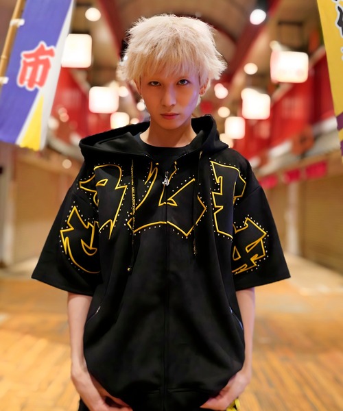 GALFY(ガルフィー)の「【別注】GA×GALFY-スウェードキラキラ半袖SETUP(セットアップ・メンズ・ブラック/アイボリー・L/XL)」の20枚目の写真