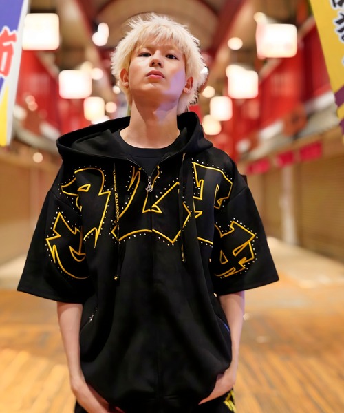 GALFY(ガルフィー)の「【別注】GA×GALFY-スウェードキラキラ半袖SETUP(セットアップ・メンズ・ブラック/アイボリー・L/XL)」の21枚目の写真