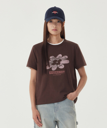 ウーマンクローバーグラフィック半袖Tシャツ チョコレート