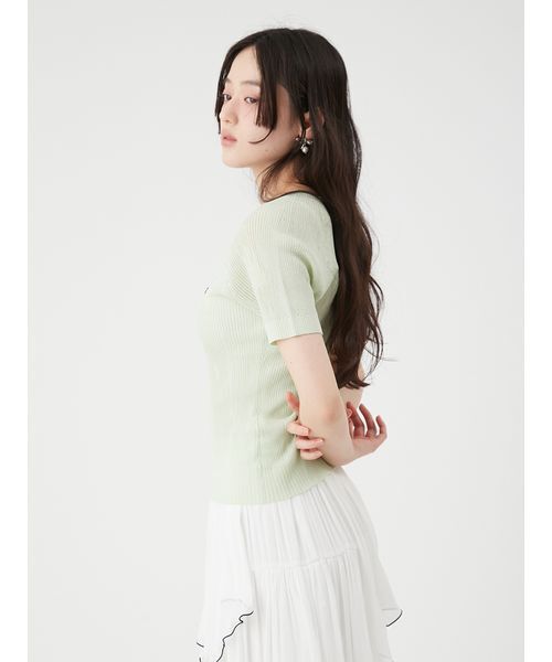 LILY BROWN(リリーブラウン)の「シアーリブニットトップス(ニット/セーター・レディース・グレー/アイボリー/ミント/レッド・F)」の7枚目の写真