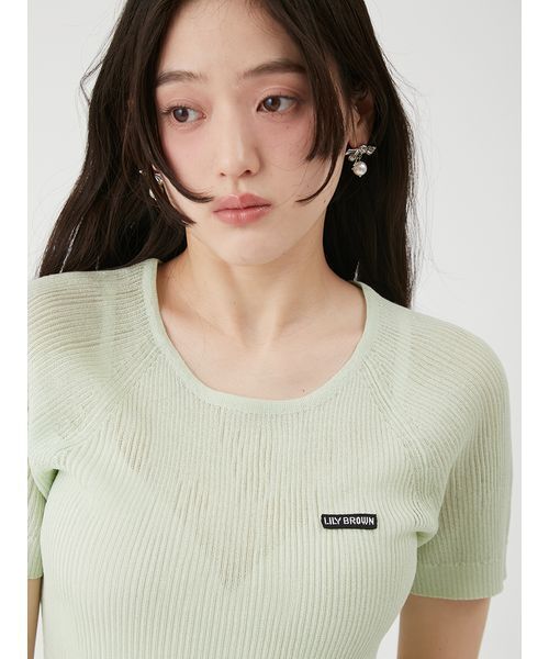 LILY BROWN(リリーブラウン)の「シアーリブニットトップス(ニット/セーター・レディース・グレー/アイボリー/ミント/レッド・F)」の8枚目の写真