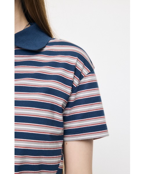 MOUSSY(マウジー)の「STRIPED TINY POLO シャツ(Tシャツ/カットソー・レディース・ピンク/オフホワイト/ネイビー・FREE)」の12枚目の写真