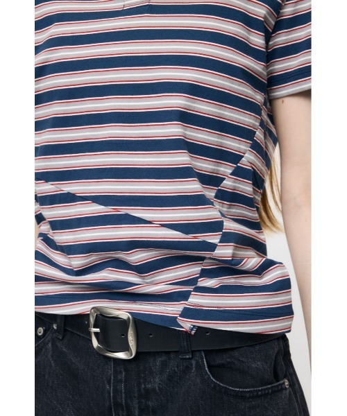 MOUSSY(マウジー)の「STRIPED TINY POLO シャツ(Tシャツ/カットソー・レディース・ピンク/オフホワイト/ネイビー・FREE)」の13枚目の写真