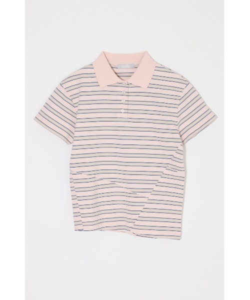 MOUSSY(マウジー)の「STRIPED TINY POLO シャツ(Tシャツ/カットソー・レディース・ピンク/オフホワイト/ネイビー・FREE)」の22枚目の写真