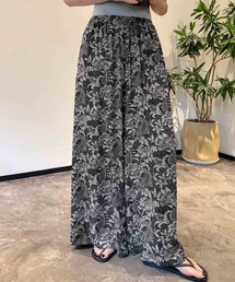 レオパード柄から花柄まで!柄アソートイージーパンツ ウエストゴム フレア ワイドパンツ リラックスパンツ