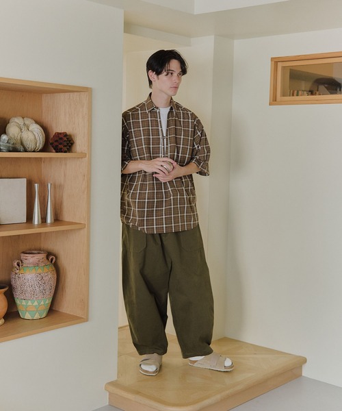 MILITARY(ミリタリー)の「【MAISON CLUB】Skipper Check Shirt / スキッパーチェックシャツ(シャツ/ブラウス・メンズ・ホワイト/ブラウン・M/L)」の9枚目の写真