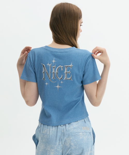 KRUXH(クルクス)の「ピグメントナイスクロップTダストブルー(Tシャツ/カットソー・レディース・その他・1/2)」の6枚目の写真