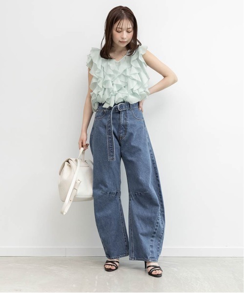 RANDA(ランダ)の「ワイドバレルレッグパンツ(その他パンツ・レディース・アイボリー/ライトブルー/ブルー・0/1)」の14枚目の写真