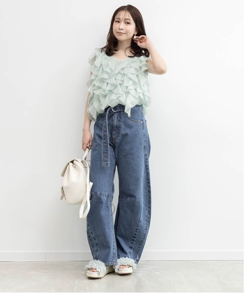 RANDA(ランダ)の「ワイドバレルレッグパンツ(その他パンツ・レディース・アイボリー/ライトブルー/ブルー・0/1)」の16枚目の写真