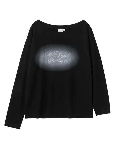 X-girl(エックスガール)の「SCRIPT LOGO ONE SHOULDER L/S TEE(Tシャツ/カットソー・レディース・ホワイト/ブラック/オリーブ・ONE SIZE)」の3枚目の写真
