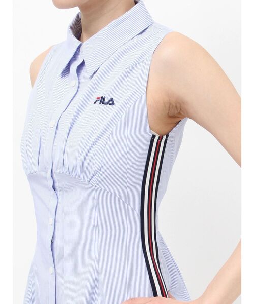 RESEXXY(リゼクシー)の「【FILA】サイドラインシャツワンピース(シャツワンピース・レディース・ブラック/ブルー・FREE)」の12枚目の写真