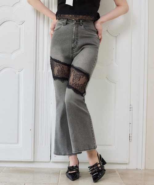 one after another NICE CLAUP（ワンアフターアナザーナイスクラップ）の「【Lace Collection】レースコレデニム（デニムパンツ・レディース・グレー/ブルー・SMALL/MEDIUM）」の2枚目の写真