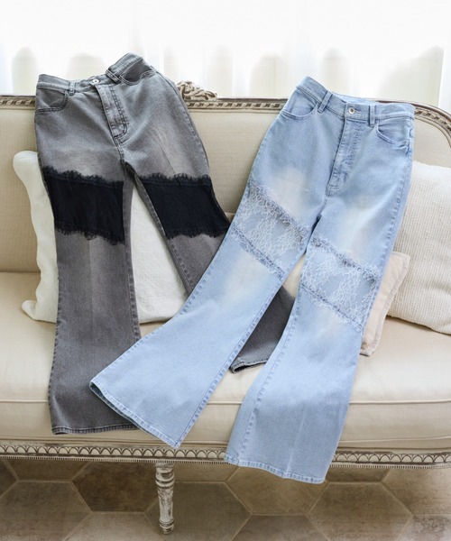 one after another NICE CLAUP（ワンアフターアナザーナイスクラップ）の「【Lace Collection】レースコレデニム（デニムパンツ・レディース・グレー/ブルー・SMALL/MEDIUM）」の18枚目の写真