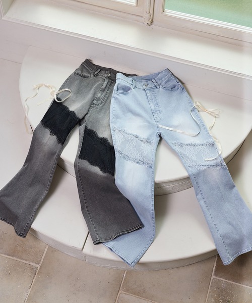 one after another NICE CLAUP（ワンアフターアナザーナイスクラップ）の「【Lace Collection】レースコレデニム（デニムパンツ・レディース・グレー/ブルー・SMALL/MEDIUM）」の19枚目の写真