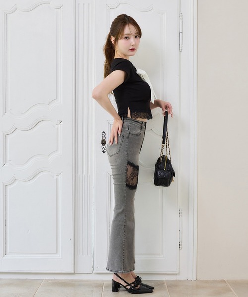 one after another NICE CLAUP（ワンアフターアナザーナイスクラップ）の「【Lace Collection】レースコレデニム（デニムパンツ・レディース・グレー/ブルー・SMALL/MEDIUM）」の5枚目の写真