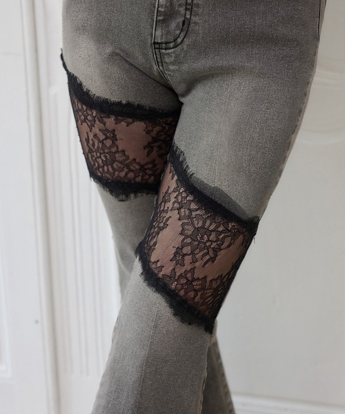 one after another NICE CLAUP（ワンアフターアナザーナイスクラップ）の「【Lace Collection】レースコレデニム（デニムパンツ・レディース・グレー/ブルー・SMALL/MEDIUM）」の8枚目の写真