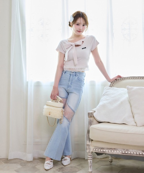 one after another NICE CLAUP（ワンアフターアナザーナイスクラップ）の「【Lace Collection】レースコレデニム（デニムパンツ・レディース・グレー/ブルー・SMALL/MEDIUM）」の9枚目の写真
