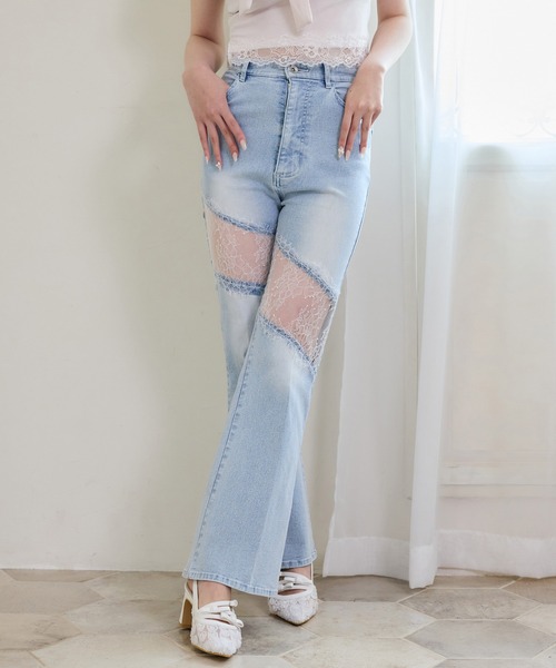one after another NICE CLAUP（ワンアフターアナザーナイスクラップ）の「【Lace Collection】レースコレデニム（デニムパンツ・レディース・グレー/ブルー・SMALL/MEDIUM）」の11枚目の写真