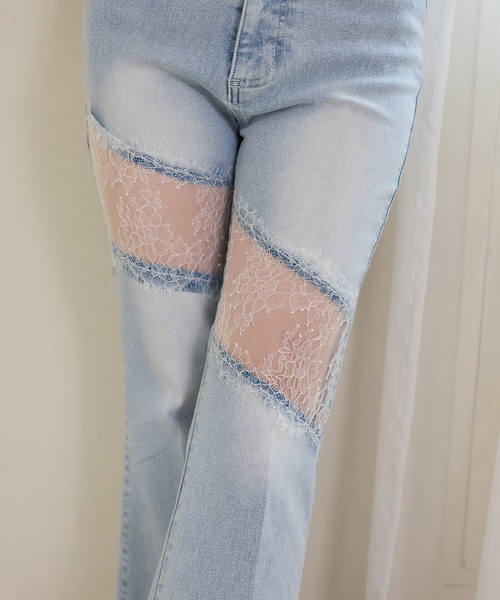 one after another NICE CLAUP（ワンアフターアナザーナイスクラップ）の「【Lace Collection】レースコレデニム（デニムパンツ・レディース・グレー/ブルー・SMALL/MEDIUM）」の13枚目の写真