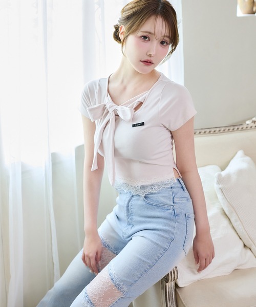 one after another NICE CLAUP（ワンアフターアナザーナイスクラップ）の「【Lace Collection】レースコレデニム（デニムパンツ・レディース・グレー/ブルー・SMALL/MEDIUM）」の14枚目の写真