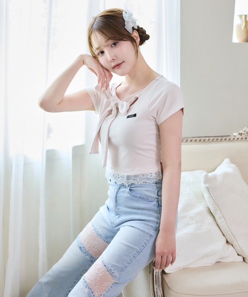 one after another NICE CLAUP（ワンアフターアナザーナイスクラップ）の「【Lace Collection】レースコレデニム（デニムパンツ・レディース・グレー/ブルー・SMALL/MEDIUM）」の15枚目の写真