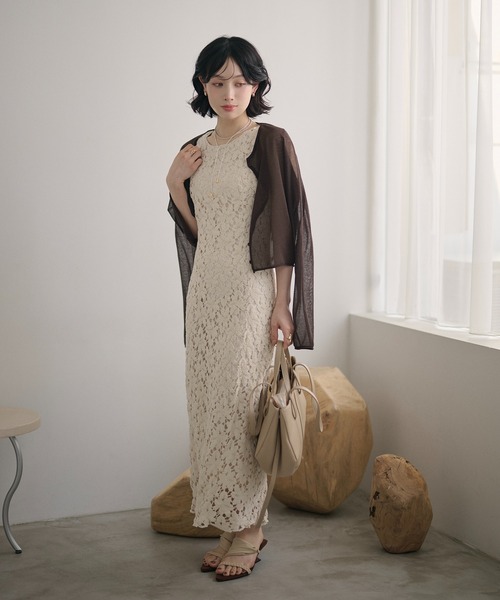 LAULEN(ローレン)の「flower crochet back slit long dress /フラワークロシェバックスリットロングドレス(ワンピース・レディース・アイボリー・M/S)」の5枚目の写真