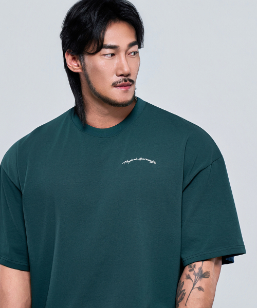 PHYSICAL GARMENTS（フィジカルガーメンツ）の「P2623 バックレタリングアドショルダーフィット半袖 [3COLOR]（Tシャツ/カットソー・メンズ・ダークグリーン/ホワイト/ブラック・LARGE/MEDIUM/XX-LARGE/X-LARGE）」の6枚目の写真