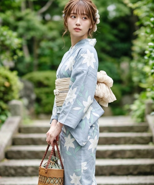 セール】簡単1人で着れる！綿セパレート浴衣2点セット（二部式浴衣+
