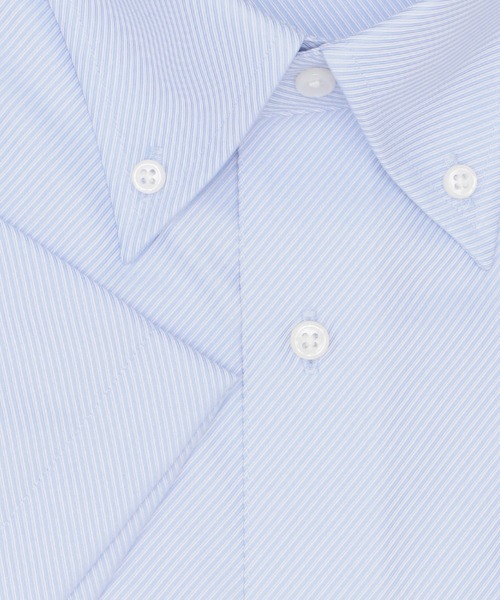 TOKYO SHIRTS（トウキョウシャツ）の「【超形態安定】【接触冷感】 形態安定ノンアイロン ボタンダウン 半袖ビジネスワイシャツ （大きいサイズ）（ビジネスシャツ・メンズ・ブルー・首回り45cm/首回り47cm）」の3枚目の写真