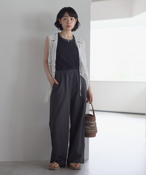 HEART MARKET（ハートマーケット）の「【接触冷感】C/Nカノコワイドベイカーパンツ（その他パンツ・レディース・ブラック/チャコール/カーキ/ベージュ・LARGE/TALL/MEDIUM/LARGE/MEDIUM/TALL）」の8枚目の写真