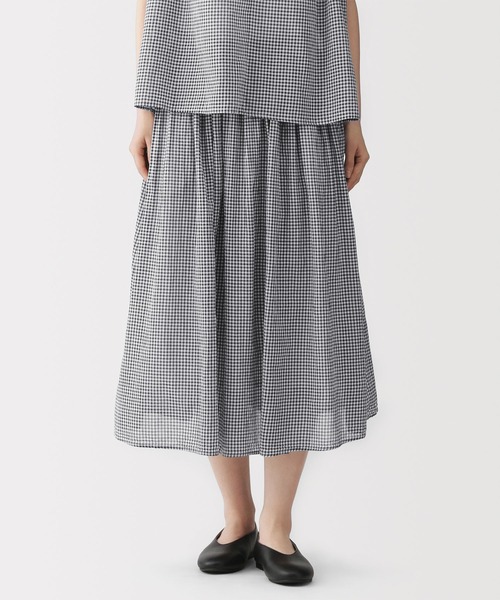 無印良品(ムジルシリョウヒン)の「婦人 強撚 ギャザースカート(スカート・レディース・ブラック/ダークグリーン/ホワイト系/ブラック系・S/L/M/XL)」の3枚目の写真
